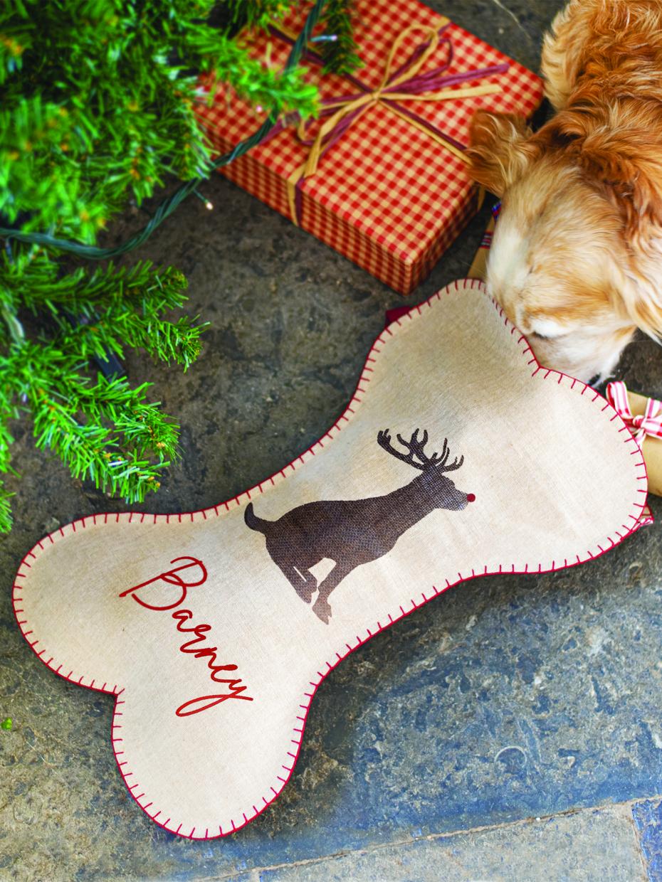 Personalised Jute Dog Bone Christmas Stocking